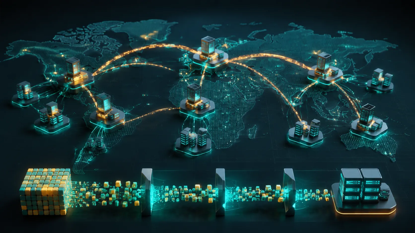 Data compressed across a distributed cache network
