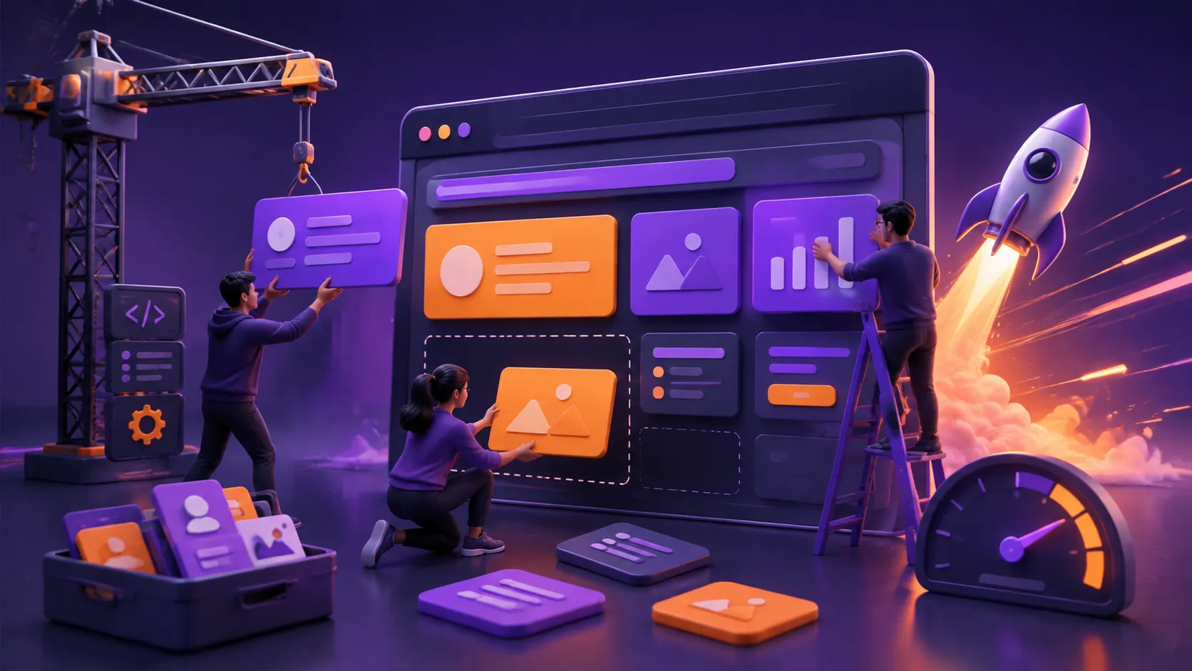 Modern web components being assembled