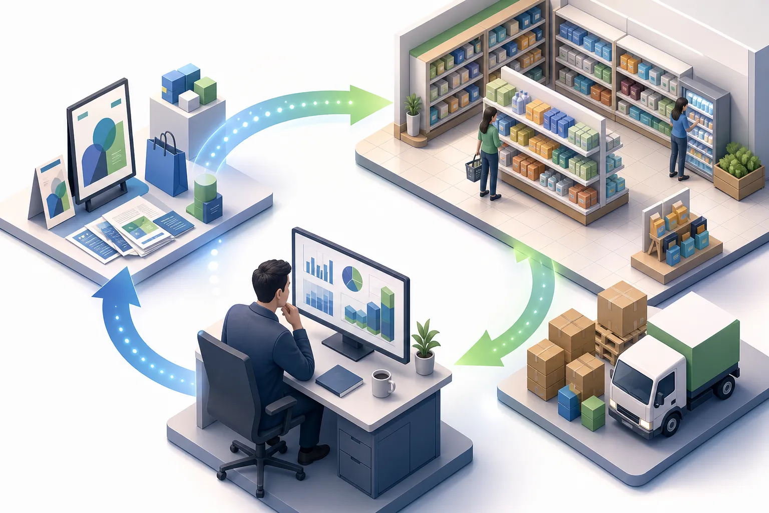 Data feedback loop between analysis, campaigns, and store execution