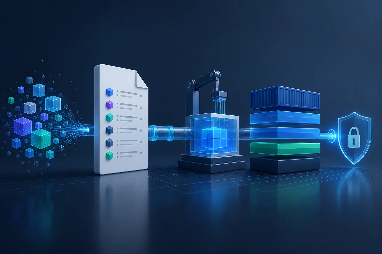 Build artifacts and container layers moving through a secure rebuild process